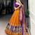 Mustard Navaratri Special Tussar Silk Patola Printed Lehenga with unstitched Blouse