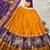 Mustard Navaratri Special Tussar Silk Patola Printed Lehenga with unstitched Blouse