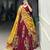 Maroon Tussar Silk Printed & Foil with Lace Touch Up Work Lehenga with Unstitched Blouse