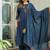 Women's Navy Blue Embroidered Kurta Palazzo Set with Dupatta