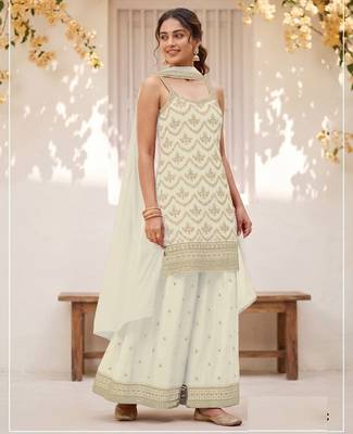 White  Silk Blend semi stitched wedding suits 1