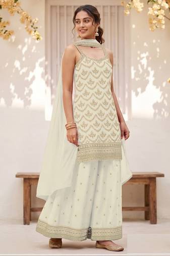 White  Silk Blend semi stitched wedding suits