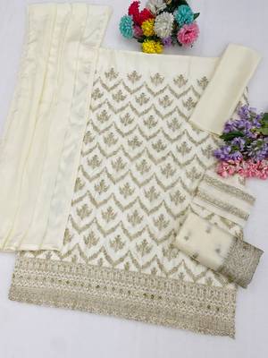 White  Silk Blend semi stitched wedding suits 2