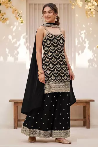 Black Silk Blend semi stitched wedding suits
