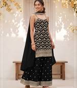 Black Silk Blend semi stitched wedding suits