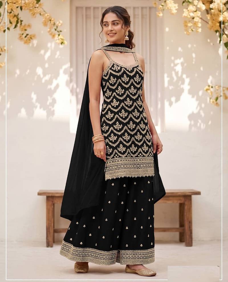 Black Silk Blend semi stitched wedding suits