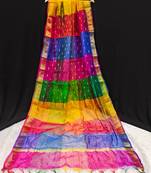 women's chinon silk weaving multicolor stripes design dupatta