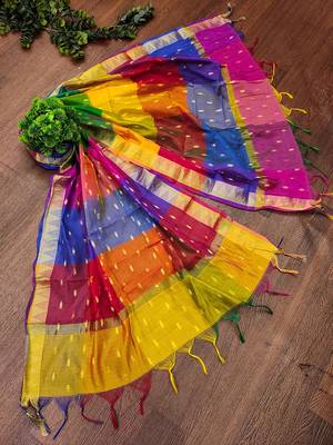 women's chinon silk weaving multicolor stripes design dupatta 2