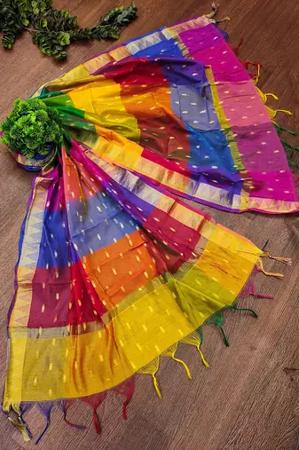 women's chinon silk weaving multicolor stripes design dupatta