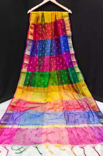 women's chinon silk weaving multicolor stripes design dupatta