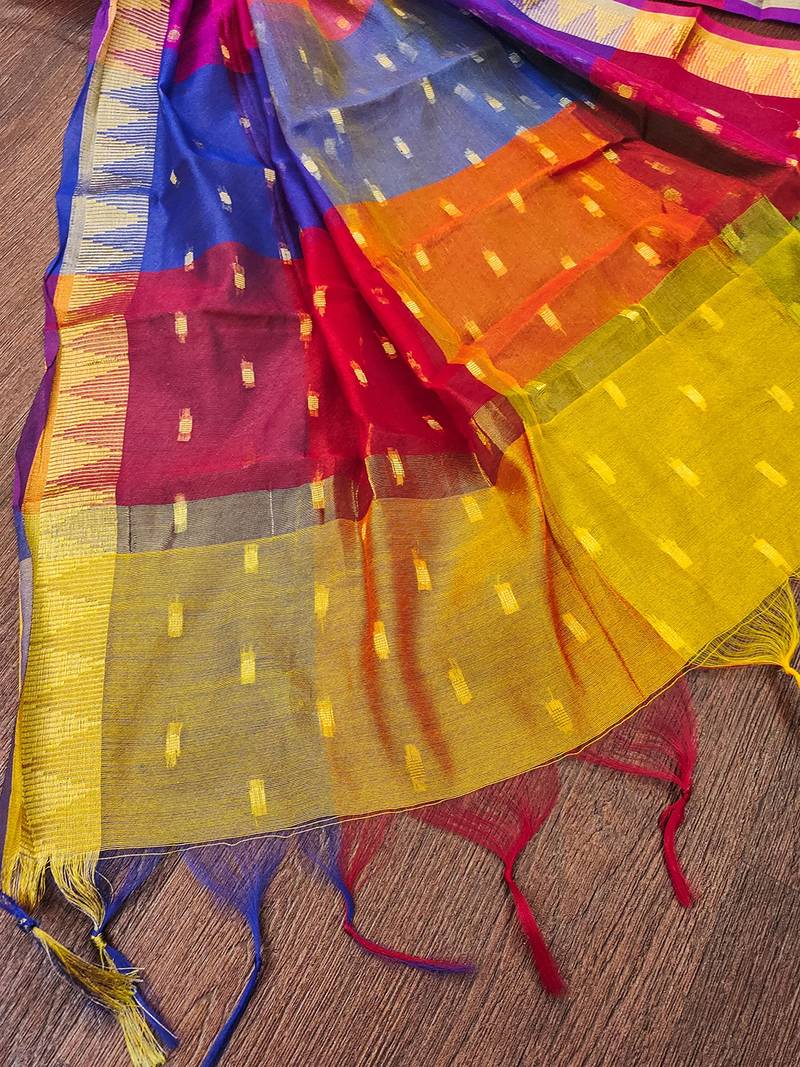 women's chinon silk weaving multicolor stripes design dupatta