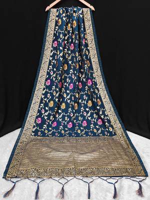 women's jacquard silk ethnic floral design dupatta 1