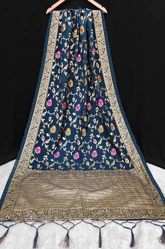 women's jacquard silk ethnic floral design dupatta