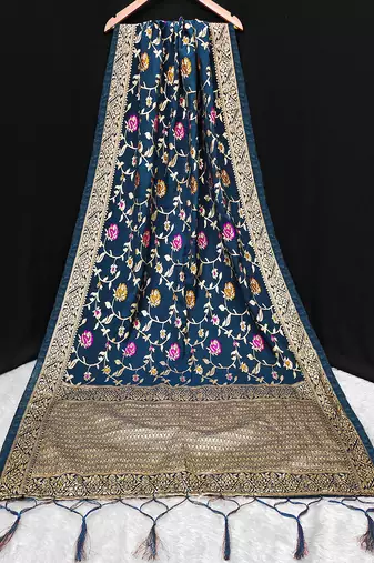 women's jacquard silk ethnic floral design dupatta