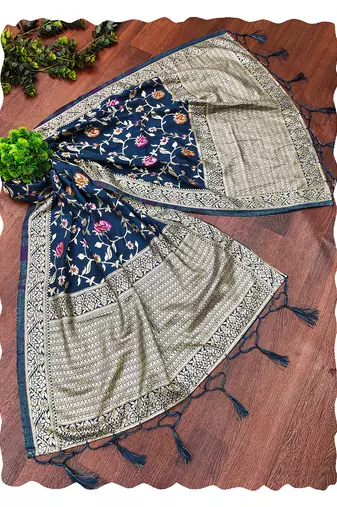 women's jacquard silk ethnic floral design dupatta