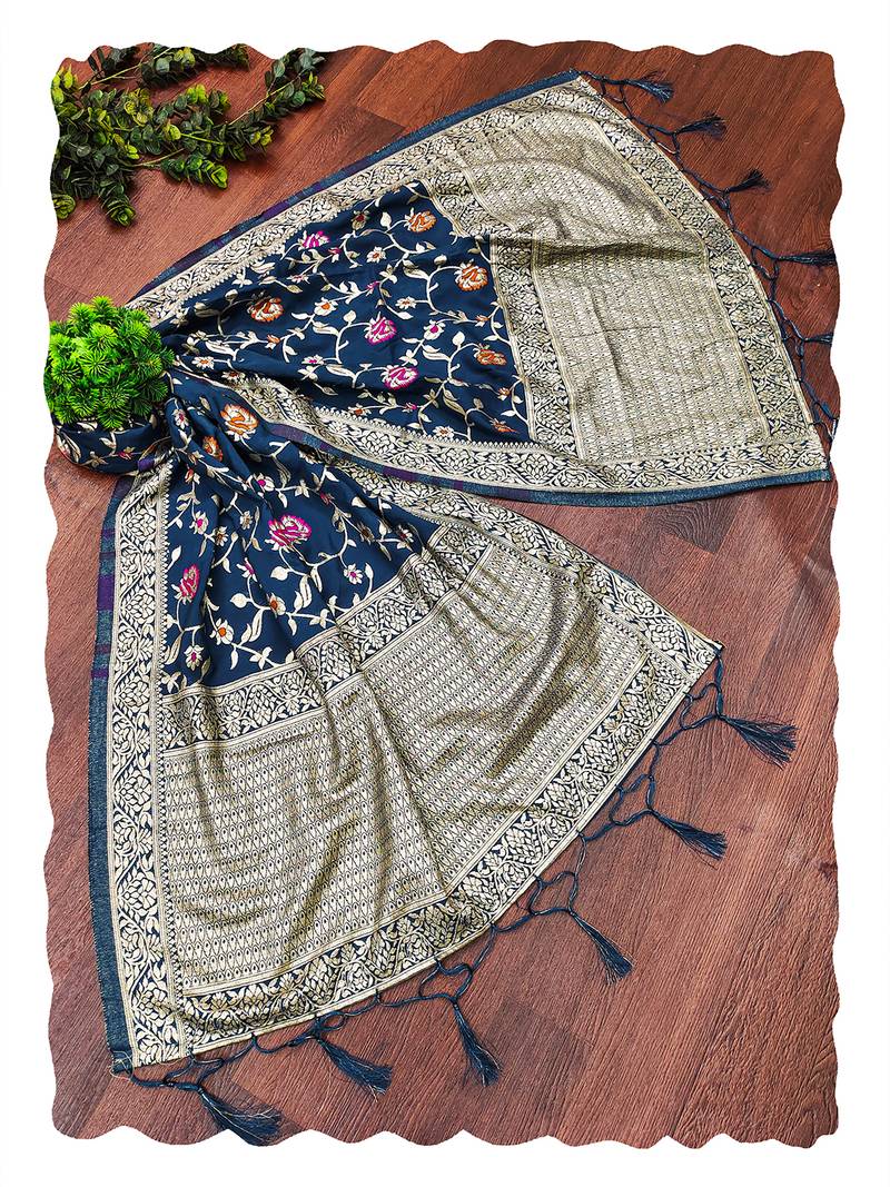 women's jacquard silk ethnic floral design dupatta