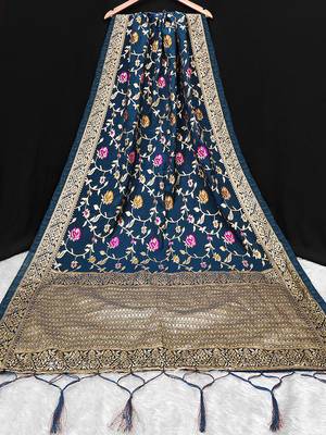 women's jacquard silk ethnic floral design dupatta 3