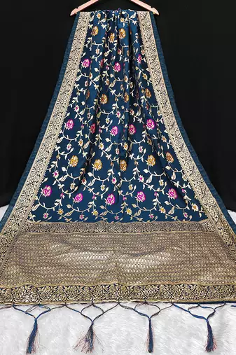 women's jacquard silk ethnic floral design dupatta