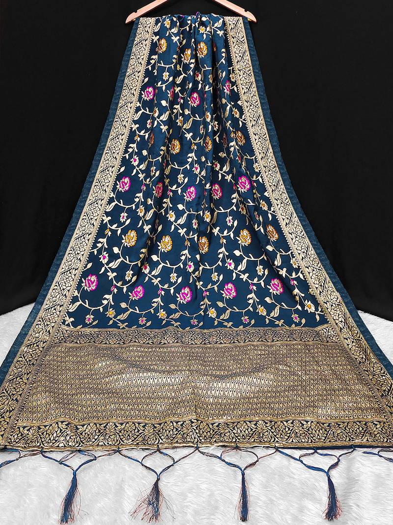 women's jacquard silk ethnic floral design dupatta