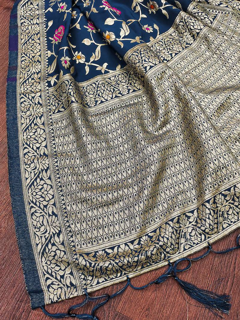 women's jacquard silk ethnic floral design dupatta