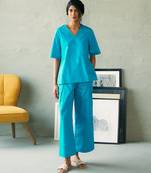 Turquoise blue cotton co ord set