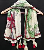 women's georgette floral design scarf with tassle