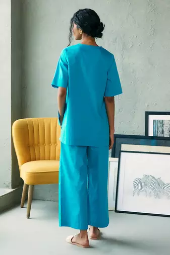 Turquoise blue cotton co ord set