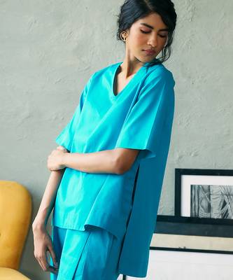 Turquoise blue cotton co ord set 3