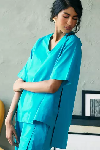 Turquoise blue cotton co ord set
