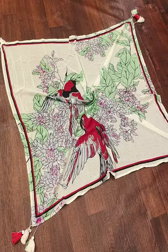 women's georgette floral design scarf with tassle