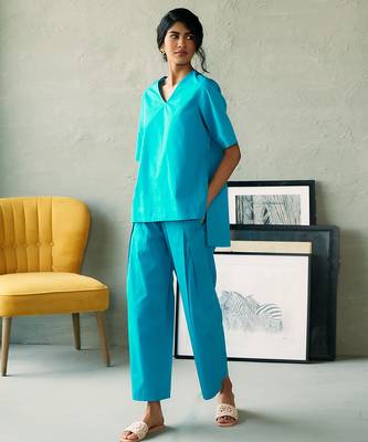 Turquoise blue cotton co ord set 5