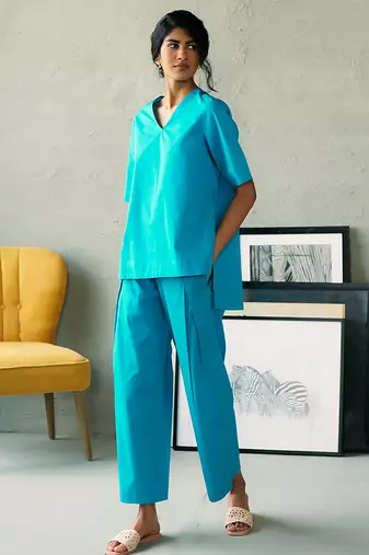 Turquoise blue cotton co ord set