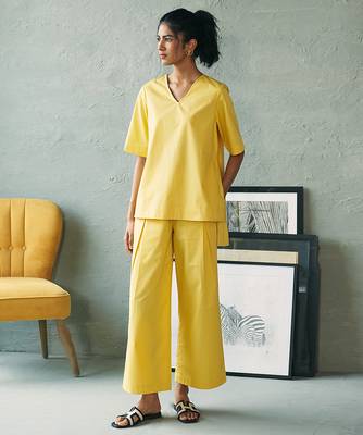 Lemon yellow cotton co ord set 1