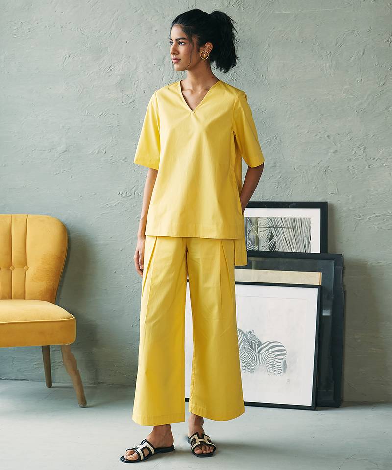 Lemon yellow cotton co ord set