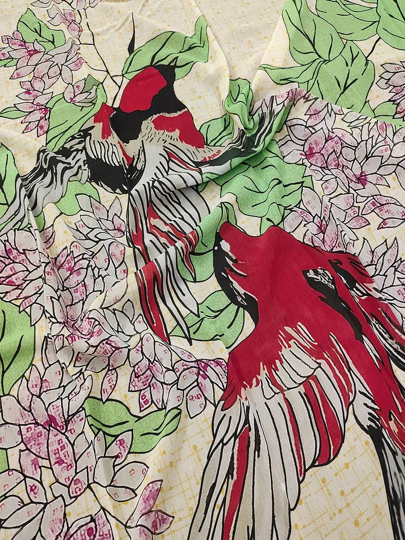 women's georgette floral design scarf with tassle