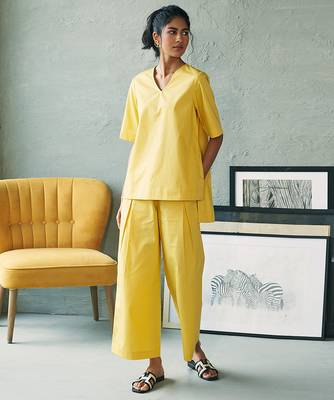 Lemon yellow cotton co ord set 2