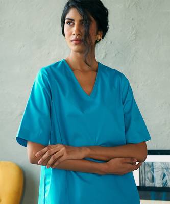 Turquoise blue cotton tunic top 2