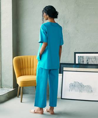 Turquoise blue cotton tunic top 5