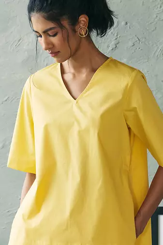 Lemon yellow cotton tunic top