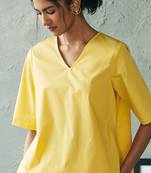 Lemon yellow cotton tunic top