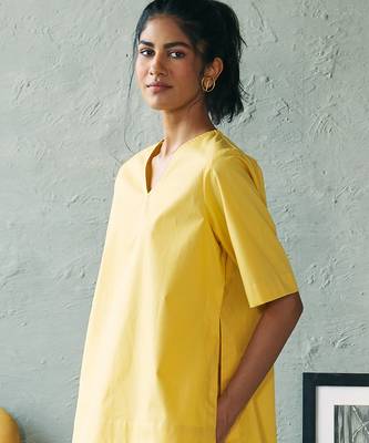 Lemon yellow cotton tunic top 2