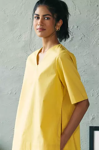 Lemon yellow cotton tunic top