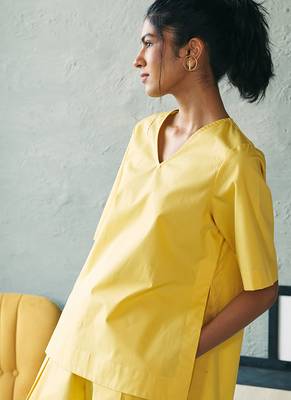 Lemon yellow cotton tunic top 3