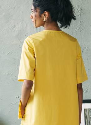 Lemon yellow cotton tunic top 4