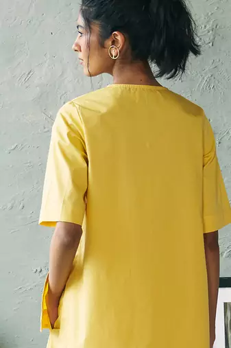 Lemon yellow cotton tunic top