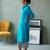 Turquoise blue cotton long kurta set