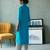 Turquoise blue cotton long kurta set
