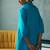 Turquoise blue cotton long kurta set