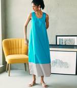 Turquoise blue grey cotton maxi dress