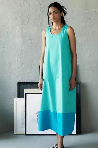 Aqua blue cotton maxi dress